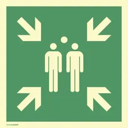 Dreifke® Schild, Sammelstelle, ISO 7010, Alu 1,8 mm, langnachleuchtend, 160-mcd, 400x400 mm