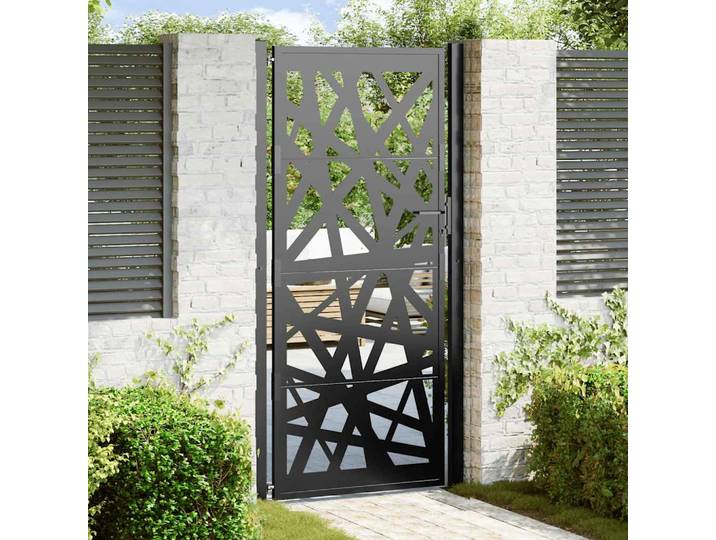 vidaXL Gartentor Schwarz 100x200 cm Stahl Leichtes Design