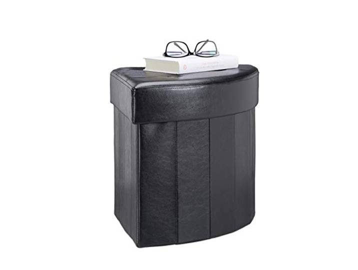 Relaxdays Tabouret avec Rangement Pouf Pliant Pliable rembourré Couvercle Repose-Pieds HxlxP: 38 x 38 x 38 cm\, Noir