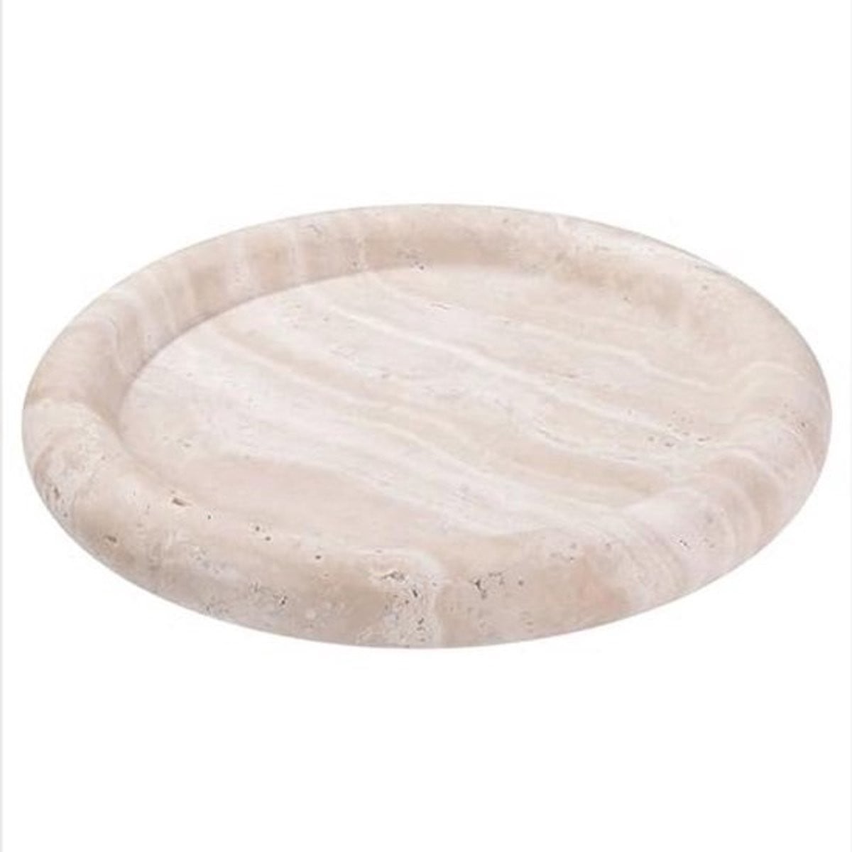 Natuurlijke travertijn decoratieve schotel - Rond dienblad - Diameter: 20 cm