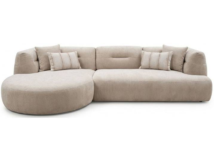 Xlmoebel Ecksofa Ecksofa L Form Beige Stoffbezug Abgerundete Modern Wohnzimmer, 2 Teile