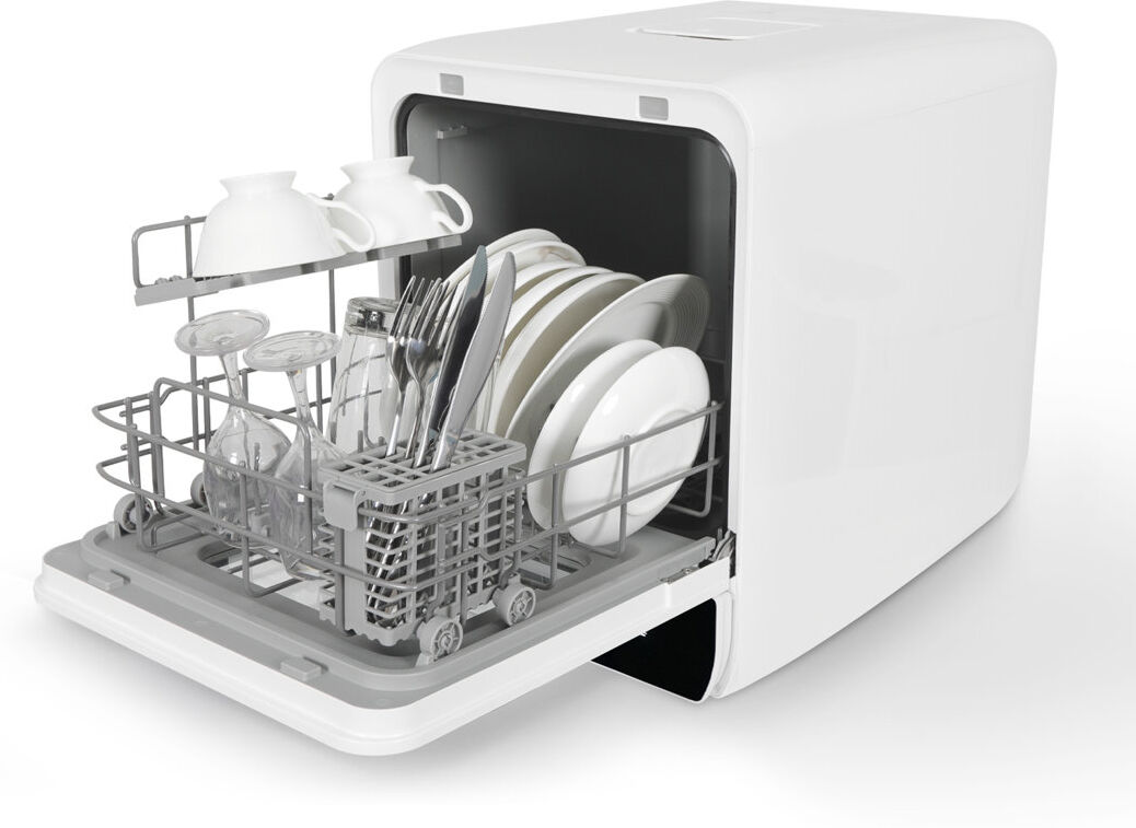PULUOMIS Mini Tabletop Dishwasher With 5l Water Tank, Countertop Dishwasher With 6 Programs, Freestanding White;Black 45.2cm H X 37cm W X 51cm D