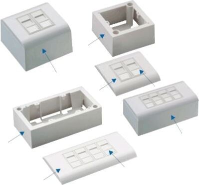 Datacom module.dat UTP CAT5E wandcontactdoos met 4x RJ45 aansluitingen voor inbouw