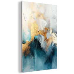 METALLBILD Abstrakt - Kunst - Gold - Blau 20x30 cm