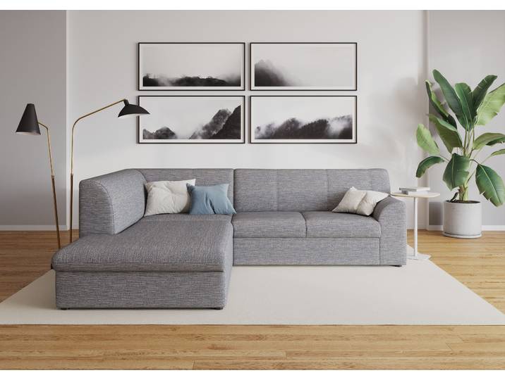 DOMO collection Topper zeitlos elegant, kompakte StellmasseL-Form mit Ottomane, wahlweise mit Schlaffunktion