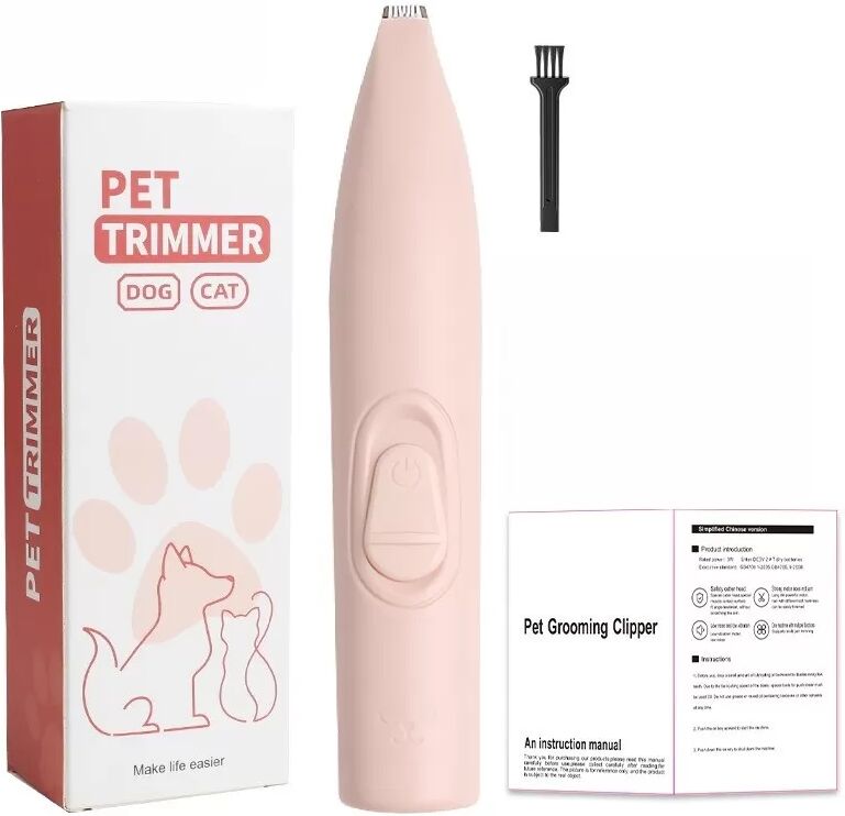 INF Elektrischer Tierhaarschneider (Batteriebetrieben) – Sanfte Fellpflege für Hunde und Katzen Rosa
