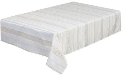 Violet Linen Scroll Striped Pattern Tablecloth