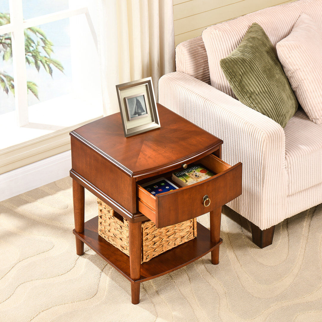 Padma House End Table Dark Brown Wood 58cm H X 45cm W X 50cm D