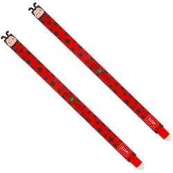 Legami Erasable Gel Pen Ladybug 2er Set - löschbare Gel Stifte Set Marienkäfer