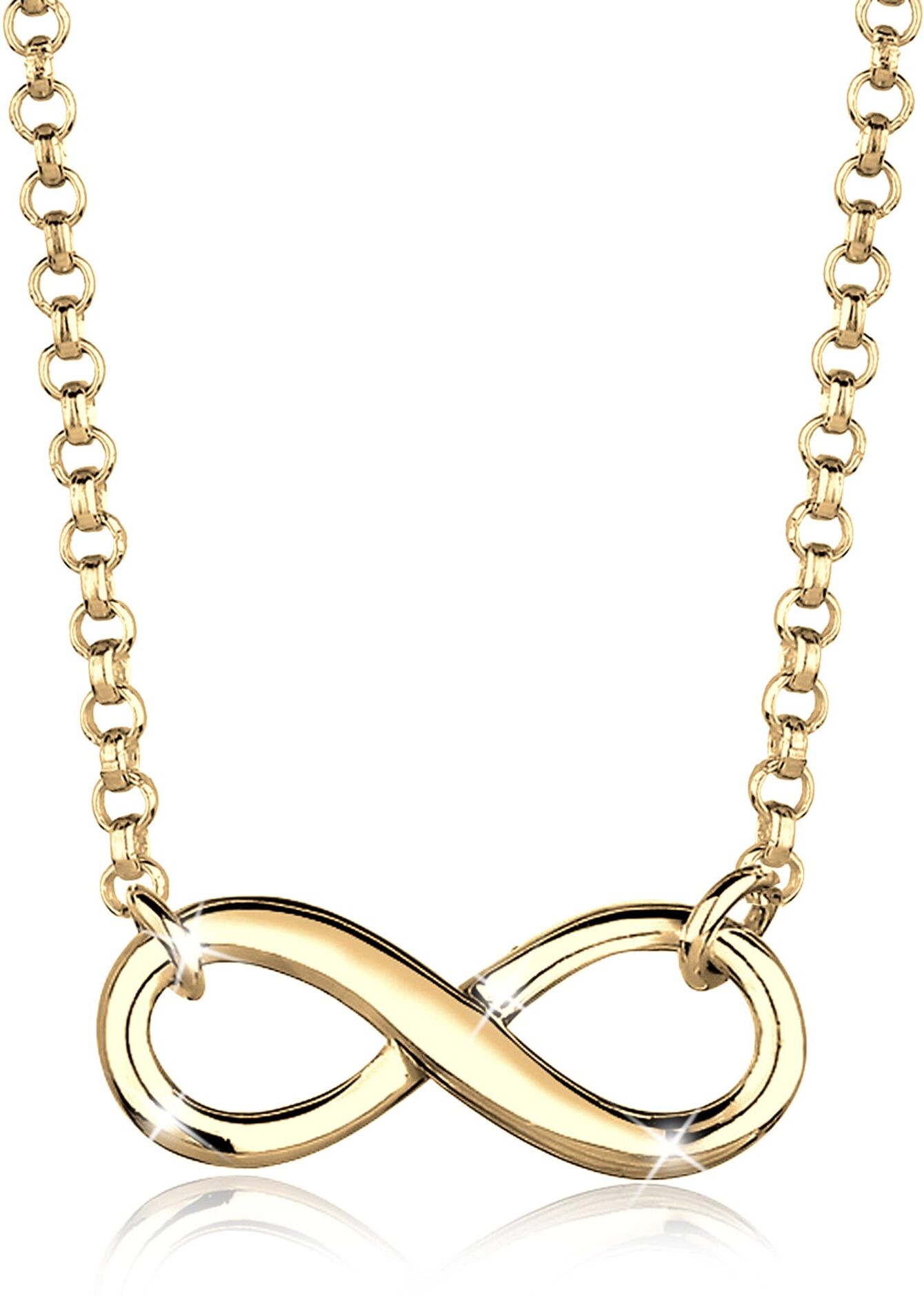 Choker ELLI "Halskette Choker Infinity Symbol Unendlichkeit 925 Silber" Gr. 38, gold, Halsketten, Damen, ohne Stein, Silber 925 (Sterlingsilber), Choker