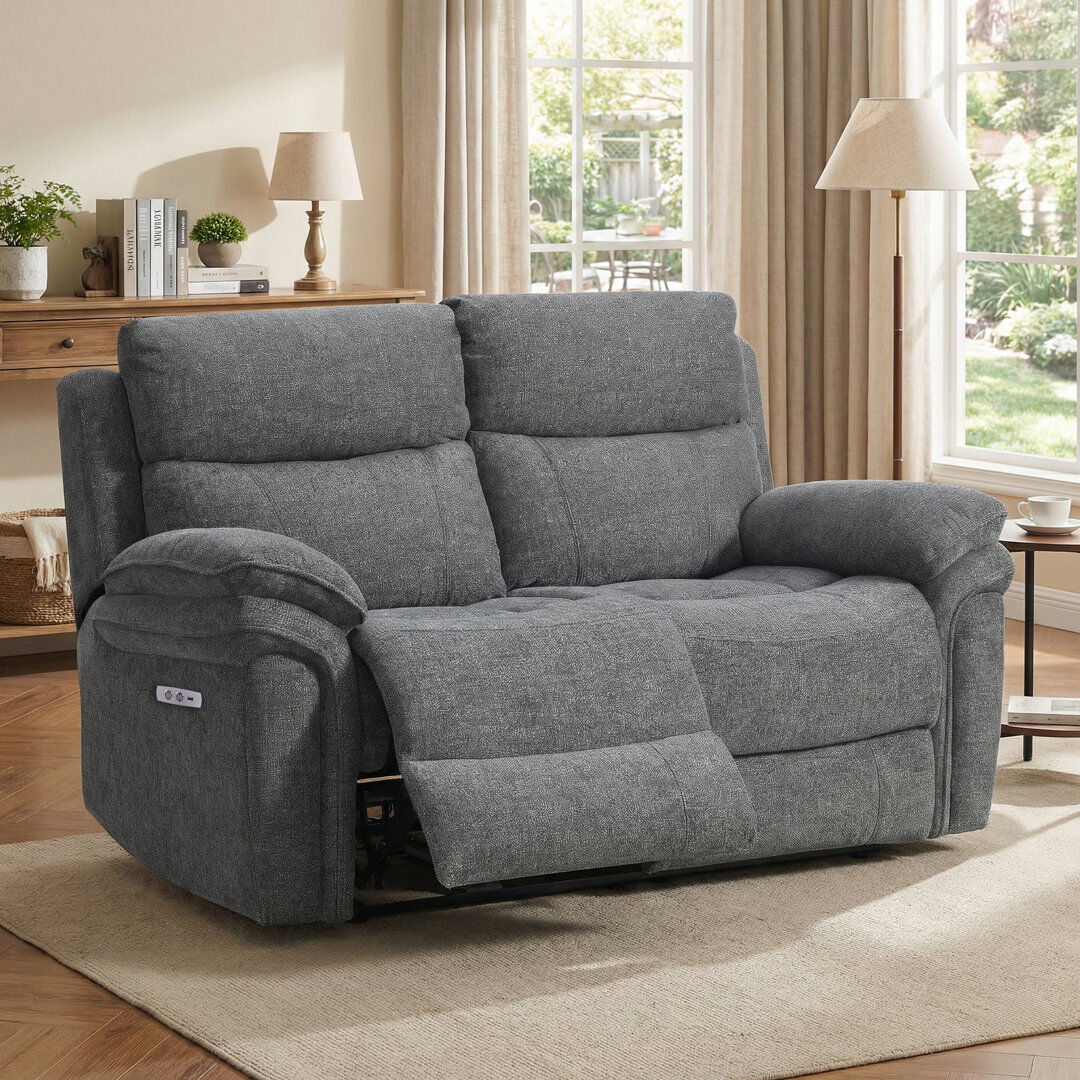 Lark Manor Coombs 2 Seater Electric Reclining Loveseat Dark Grey 100cm H X 163cm W X 92cm D