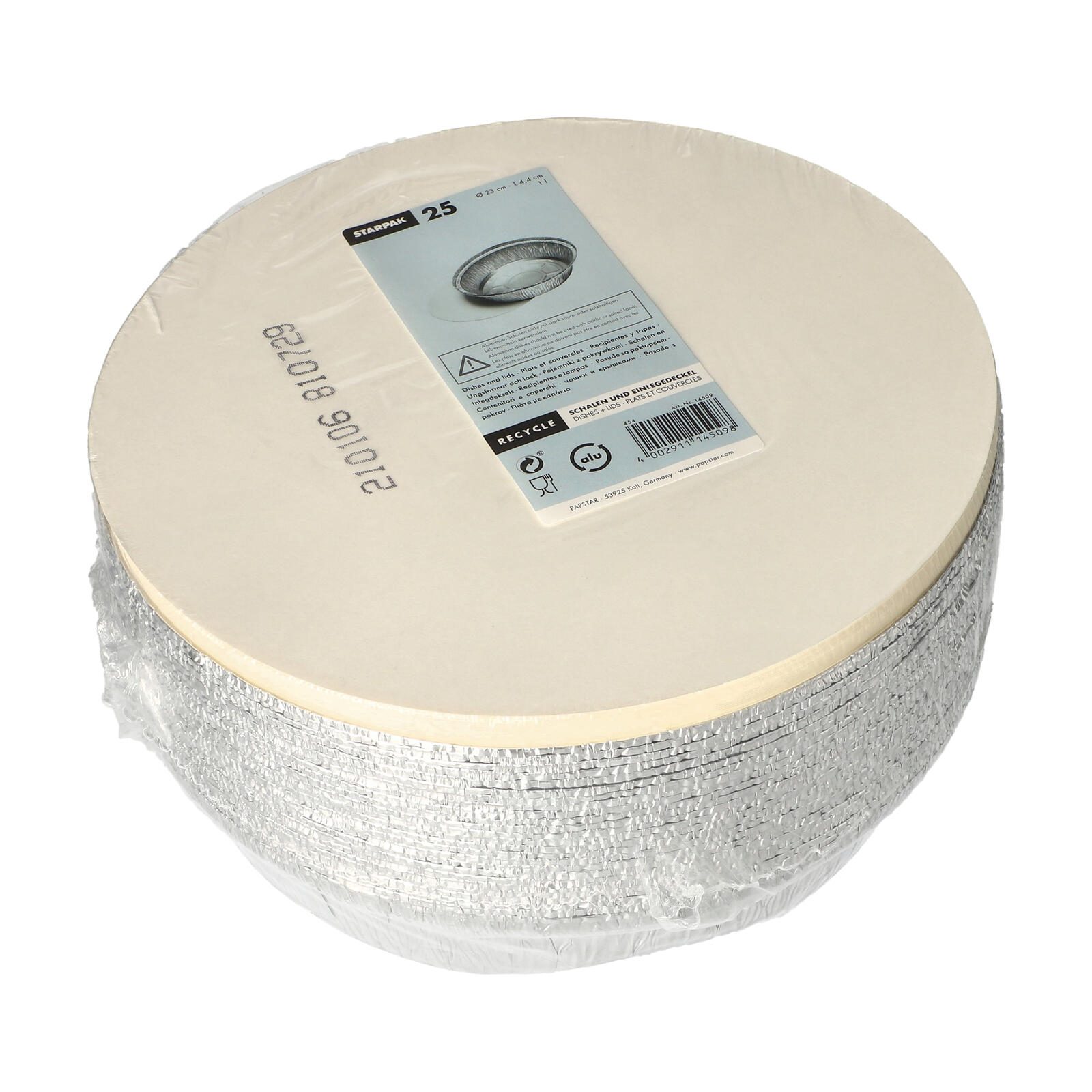 STARPAK Aluschalen mit Deckel 23 cm 1000 ml silber 14509