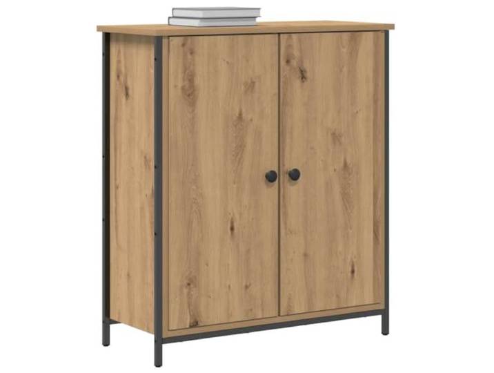 KTHLBRH Sideboard Eiche Handwerk 70 x 30 x 80 cm Holz mehrschichtig 2 Türen mit Griffen aus Stahl, modernes Design, Aufbewahrungsschrank für Wohnzimmer