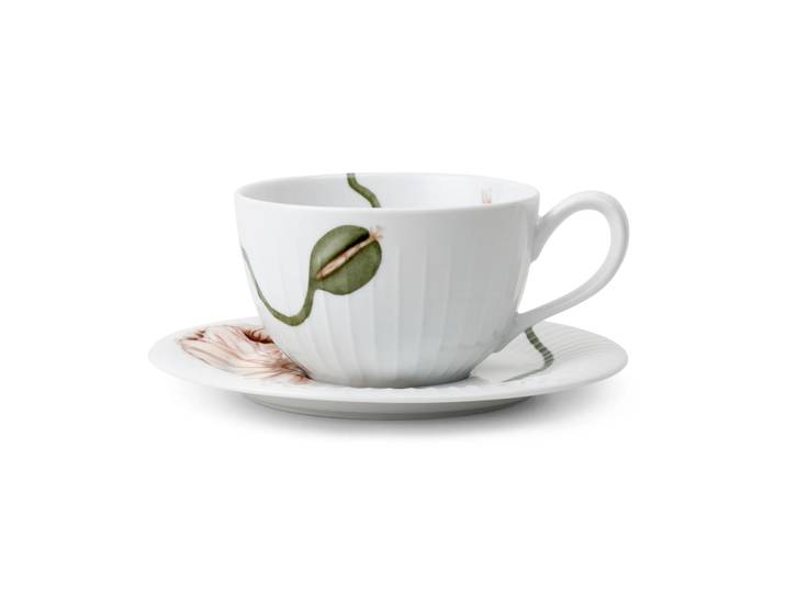 Kähler Tasse à thé avec soucoupe Hammershøi Poppy 38 cl Blanc