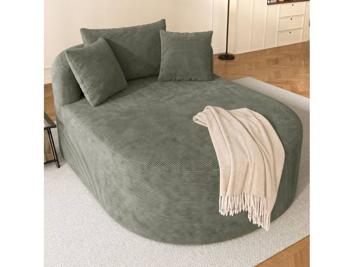Fauteuil relax ovale compressé 1 place sans montage - BEAUNIV - grande profondeur d'assise corduroy vert