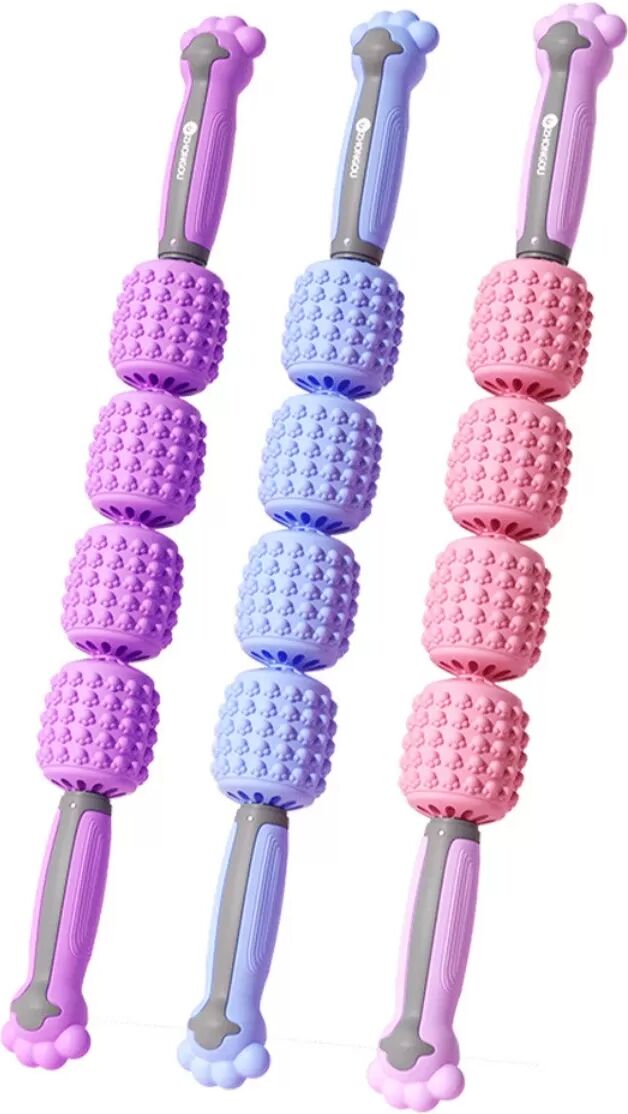 INF Four-Bead Silicone Muscle Roller Stick - Textured Handheld Massage Stick für Waden, Beine, Schulter und Nacken Blau