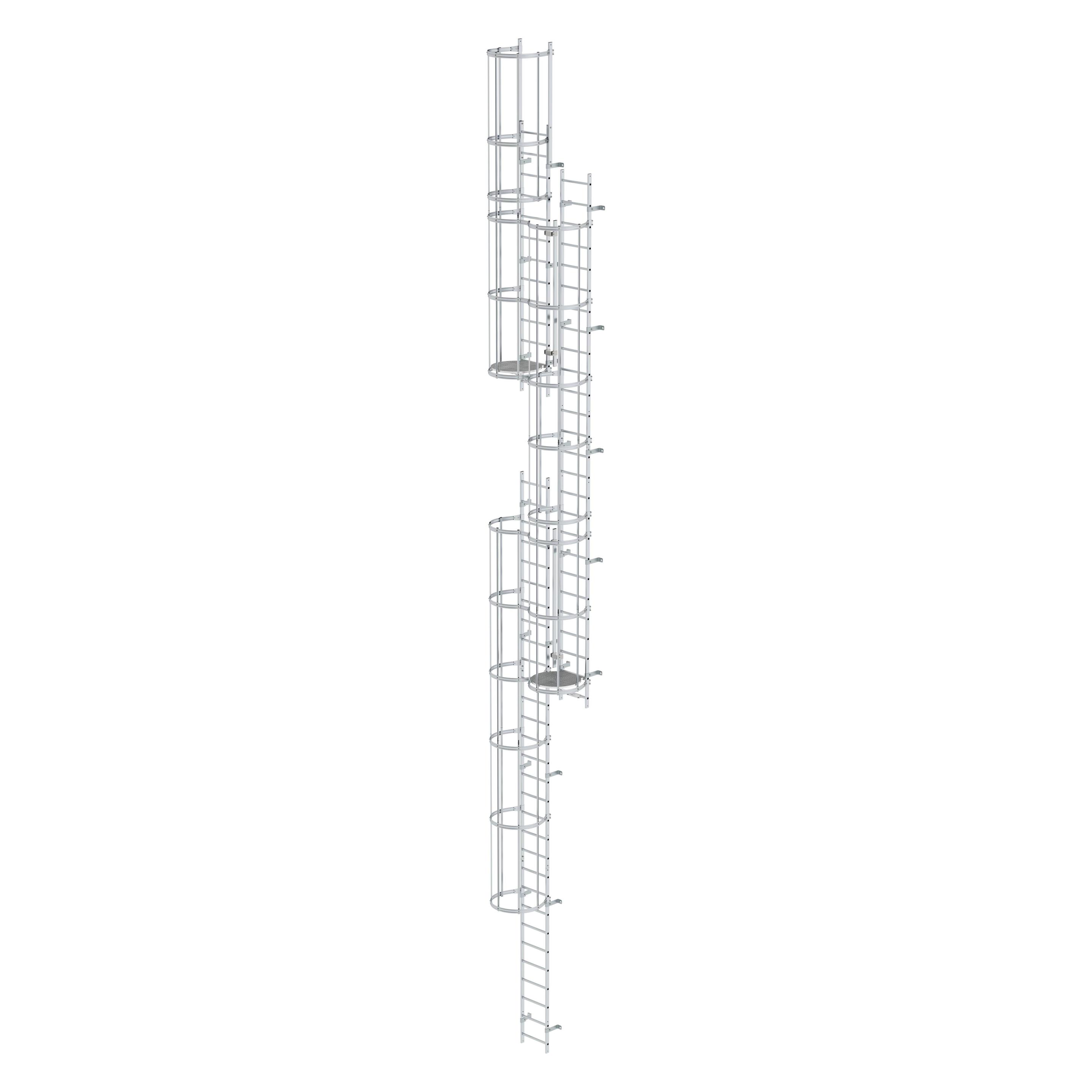 Munk Mehrzügige Steigleiter mit Rückenschutz (Maschinen) Aluminium blank 14,36m (Mehrzweckleiter) (510241)