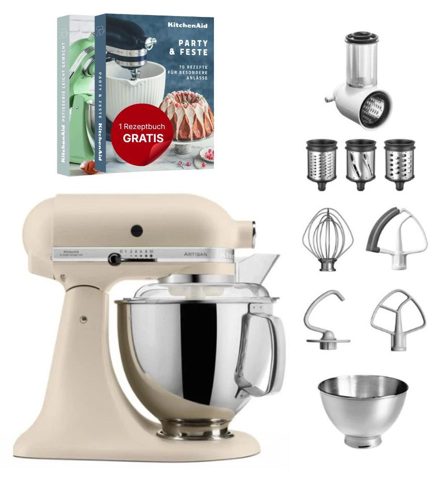 KitchenAid 4,8 L 5KSM175 Artisan Küchenmaschine Set 1 Gemüseschneider Fresh Linen