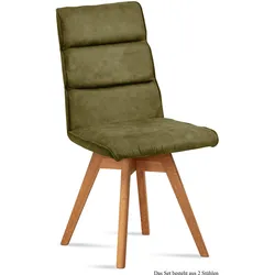 ESSZIMMERSTUHL drehbar (2er-Set) Doris 47x92x60 Eiche geölt/Olivgrün
