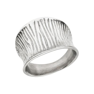 Fingerring JOBO "breit" Gr. 58, silber (edelstahlfarben), Fingerringe, Damen, 58, Edelstahl, Fingerring, Edelstahl mit Struktur