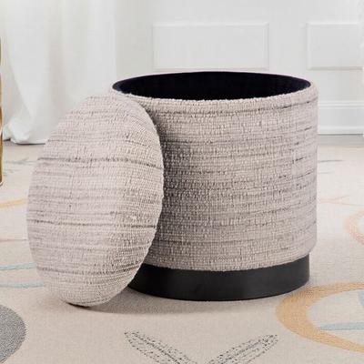 Carolina Chair And Table Co. Handwoven Storage Ottoman Ivory/Gray , Ivory/Gray