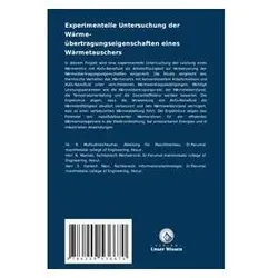 Experimentelle Untersuchung der Wärme- übertragungseigenschaften eines Wärmetaus, Fachbücher von Muthu Dineshkumar Ramaswamy, Ganesh Mani S, Manivel N