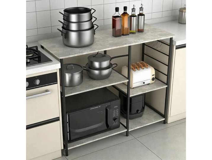 Etagères de Cuisine Support Micro Ondes Meuble de Rangement Mini-Four Machine à Café Épices Pots Ustensiles