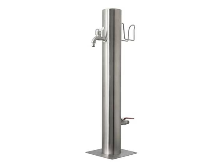 Profi-Partner Wasserzapfsäule Edelstahl, 2 Auslaufhähne, wetterbeständig rostfrei, für Gartenbewässerung, Wasserentnahme, einfache Montage, Standsäule, für Garten