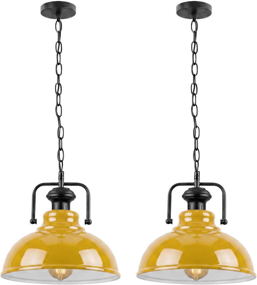 Rio 1 - Light Dome Pendant Yellow 17cm H X 29cm W X 29cm D