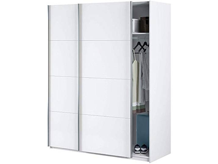 Kleiderschrank mit zwei Schiebetüren, weiße Farbe, 100 x 150 x 200 cm