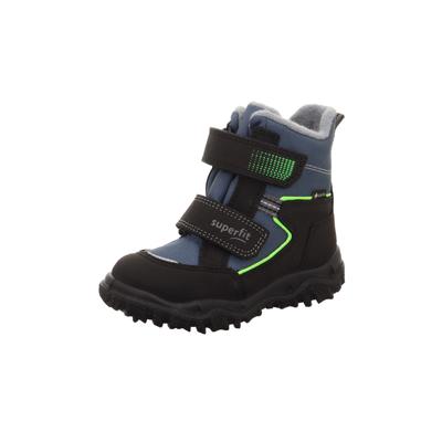Klettboot SUPERFIT "HUSKY, WMS: mittel", Mädchen, Gr. 29, atmungsaktiv wasserdicht winddicht, blau (schwarz, hellgrau), Textil, Veloursleder, kontrastfarbene Details, Schuhe, Outdoorboots mit Anziehlasche, Größenschablone zum Download