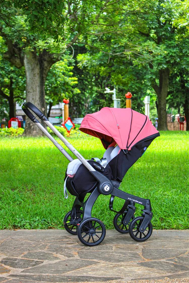 Kinderwagen - 4-in-1 multifunktionaler Kombikinderwagen - Wendbar - Faltbar - Leicht - Hohe Sitzposition - Für Neugeborene - Bis 25 kg - Rosa