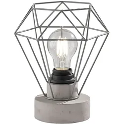 Nachttischlampe Draht Tischleuchte Metall Retro Nachttischlampe Retro Vintage, aus Keramik in grau Diamant Form, 1x E27, DxH 16,5 x 23 cm