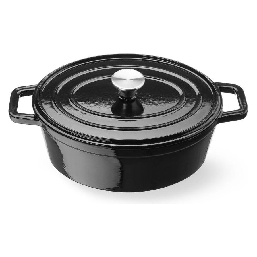 Hendi Emaillierter Gusseisentopf,, 4,4L, Schwarz, 365x290x(H)115mm (Kochtopf, Gusseisen) (62082626)