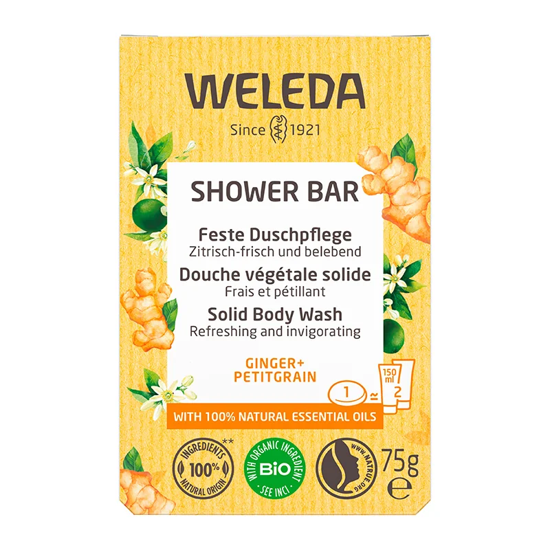 Weleda Shower Bar feste Duschpflege Ginger und Petitgrain, 75g 006244X9