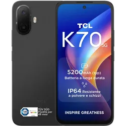 TCL K70 5G 128 GB (128 GB, Midnight Black, 6.80", Dual SIM, 5G), Smartphone, Schwarz