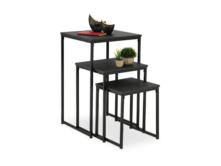 Beistelltisch RELAXDAYS 3er Set , schwarz, Tische, Beistelltisch