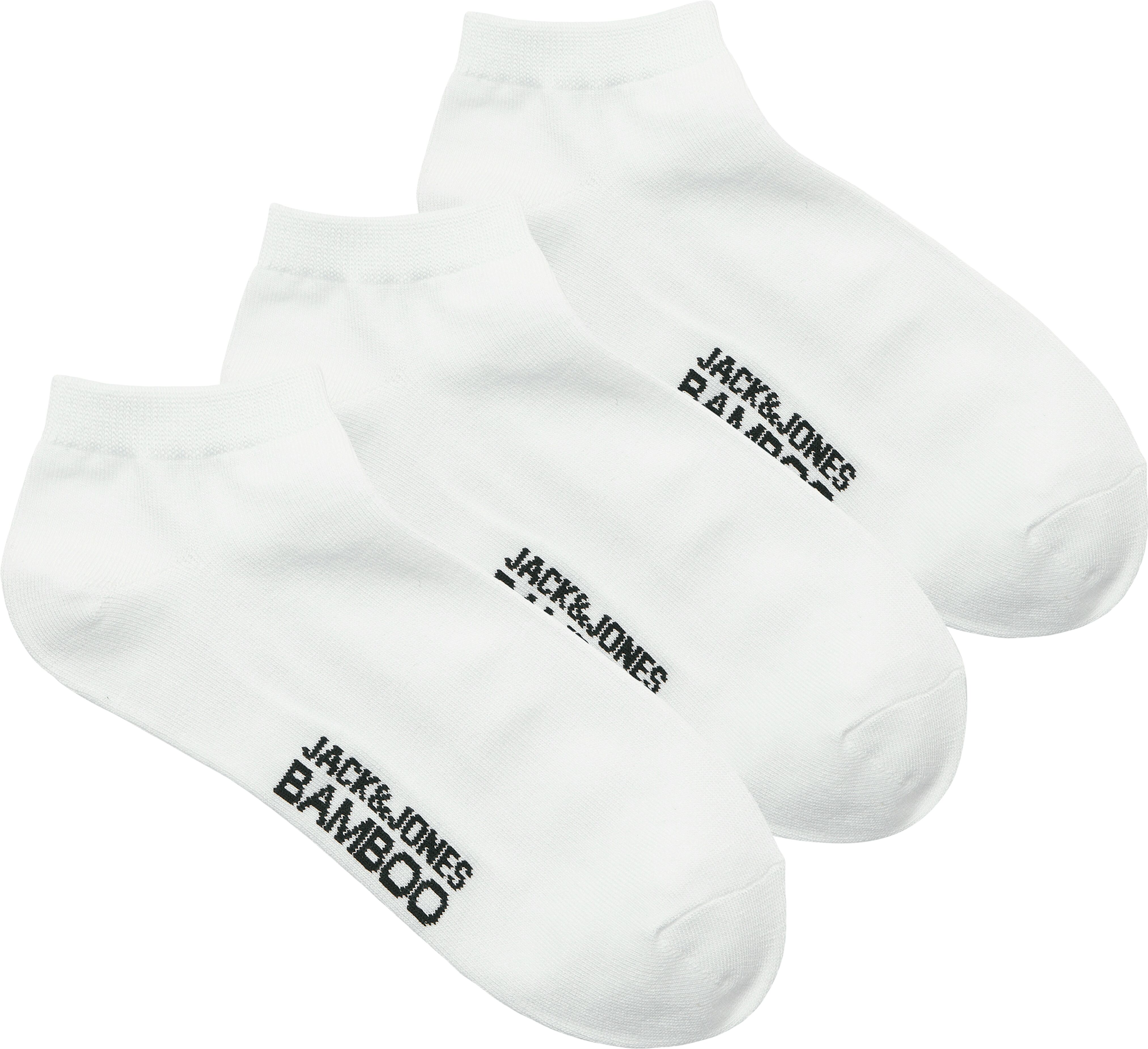 Freizeitsocken JACK & JONES "JACBASIC BAMBOO SHORT SOCK 3 PACK NOOS", Herren, weiss (weiß), Materialmix, unifarben, Socken Freizeitsocken, mit hochwertiger Materialzusammensetzung weiß Einheitsgröße