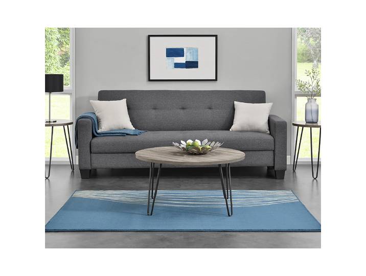 Table basse Goumal - Ronde Ø 90cm Gris/Chêne gris