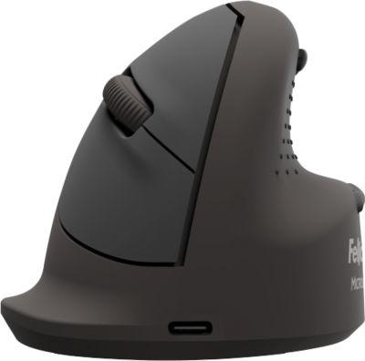 Fellowes Vertikalmaus Bretyta Plus+, Größe S, für Rechtshänder, ergonomisch, 3-fache Konnektivität, 400-2400 dpi, mit Microban®-Schutz, schwarz