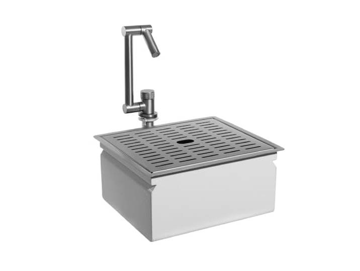 Bepritm Küchen- und Barspüle, Edelstahl-Spüle mit Wasserhahn und Ablaufbrett und Ablaufrohr, Einzelbecken, Topmount Küche und Barspüle für Arbeitsplatz, Wohnmobil oder Bar