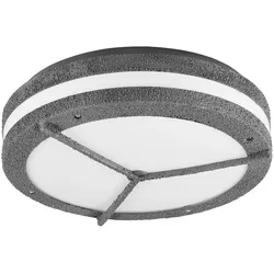 Aussendeckenleuchte Industriell Wandleuchte Aussen rund Deckenlampe Außen IP54, betonfarben, 2x E27, DxH 30x9 cm