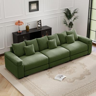 "GDFStudio - Corduroy 3-Seater 130"" Cloud Sofa Couch with Extra-Thick Armrests"
