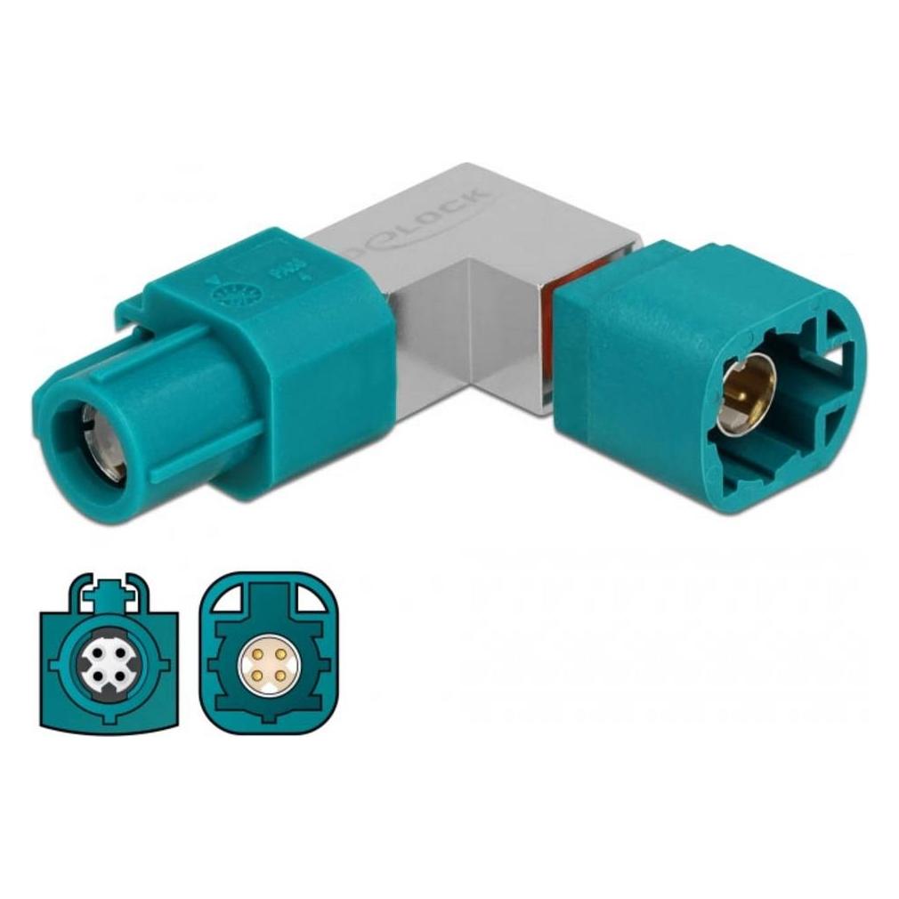 Delock Adapter HSD Z Buchse zu HSD Z Stecker gewinkelt (90526)