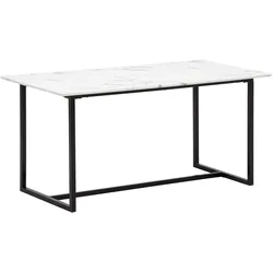 ESSTISCH Marmoroptik Metall Rechteckig Modern Groß, Weiß 200x90x76 cm