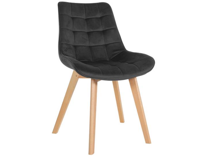 CLP Stuhl Samt Schwarz, Holz, 54x84x63 cm, Esszimmer, Stuhl
