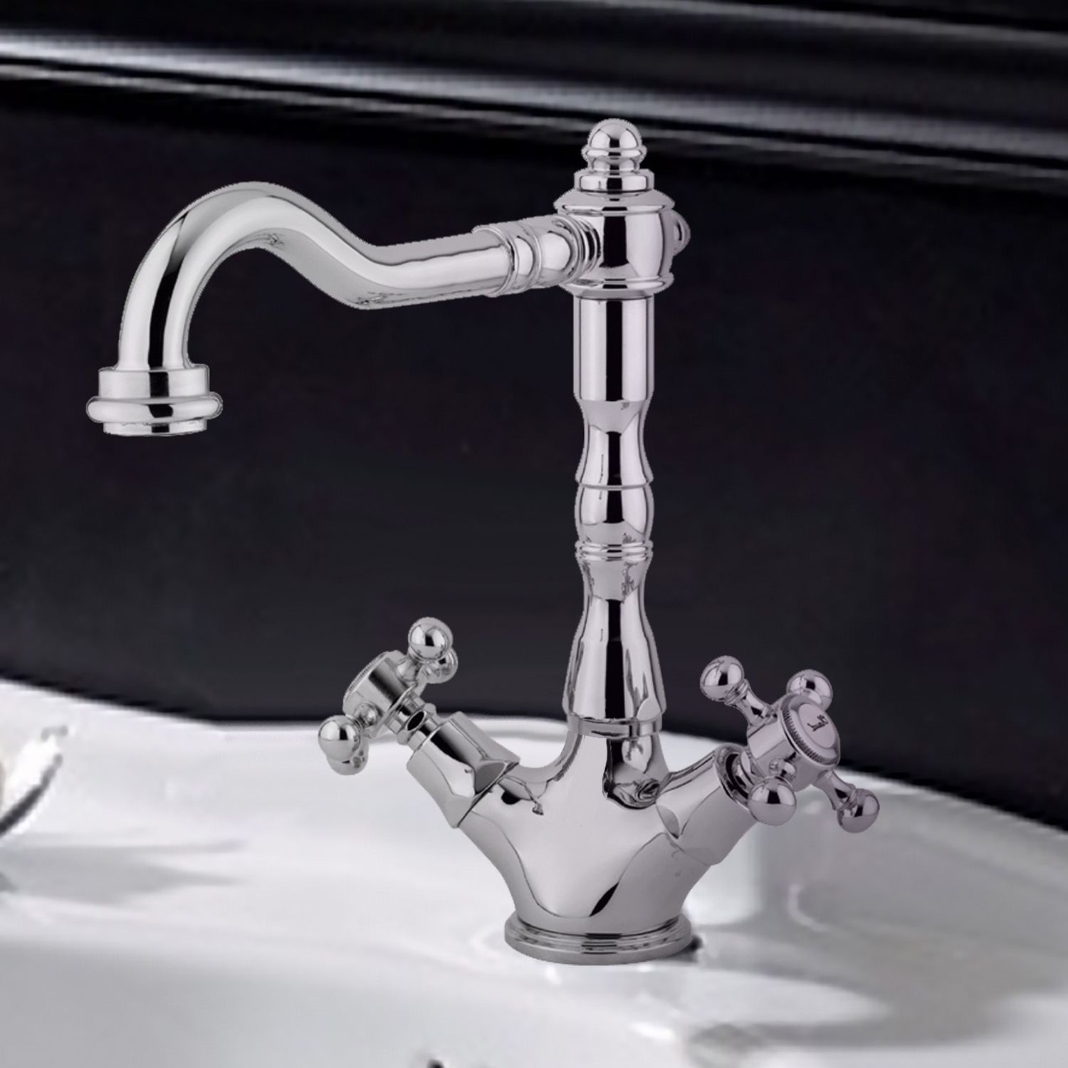 Kronenbach IOTA 2.0 two-handle basin mixer with drain 54904CRKB