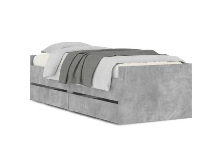 Makastle Bettgestell mit Schubladen Betongrau 75x190 cm Holzwerkstoff
