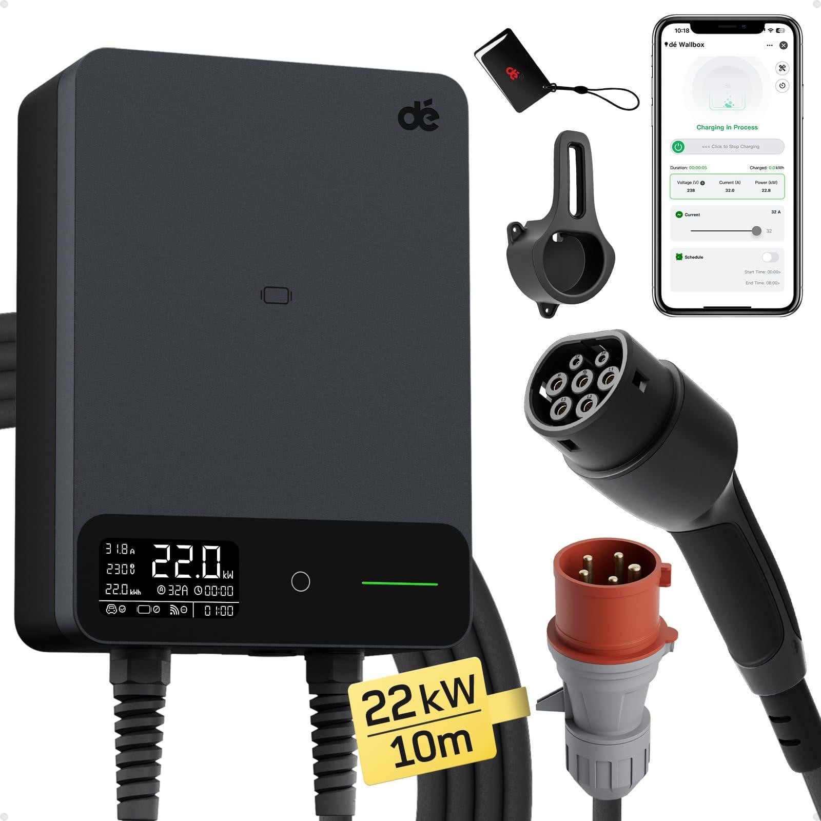 Selius Laadpaal Wallbox 22 kW - 3-Fase 32 Ampère met Type 2 Stekker, Zwart