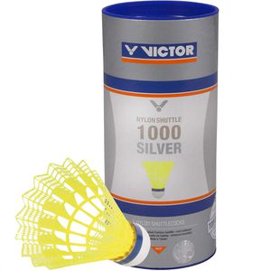 VICTOR Badminton-Bälle Nylon Shuttle 1000 Silver, Trainingsball, mittel, gelb, 3 Stück